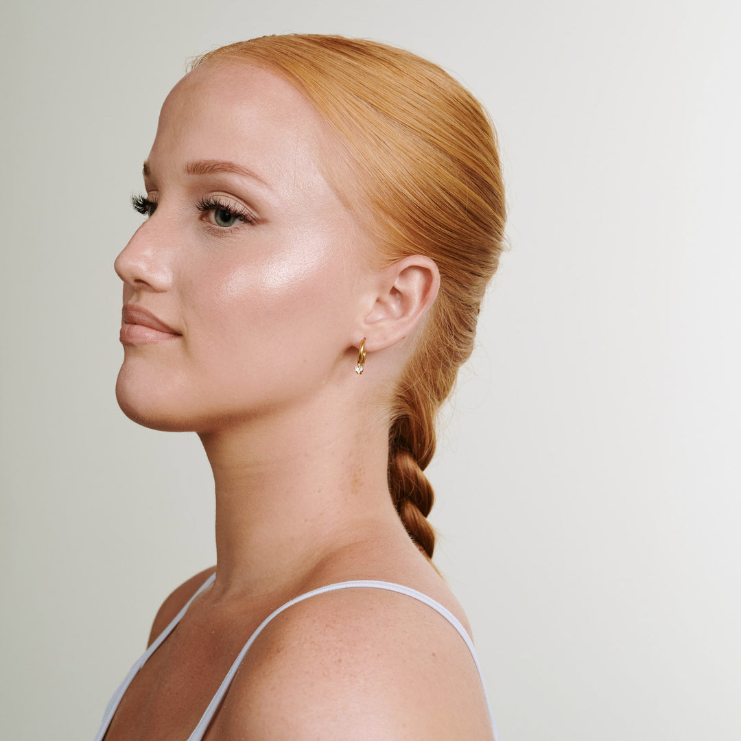 Oline - Crystal Hoop Earrings Stainless Steel