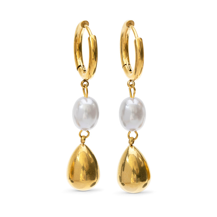 Laura - Perlen-Creolen Ohrringe Edelstahl