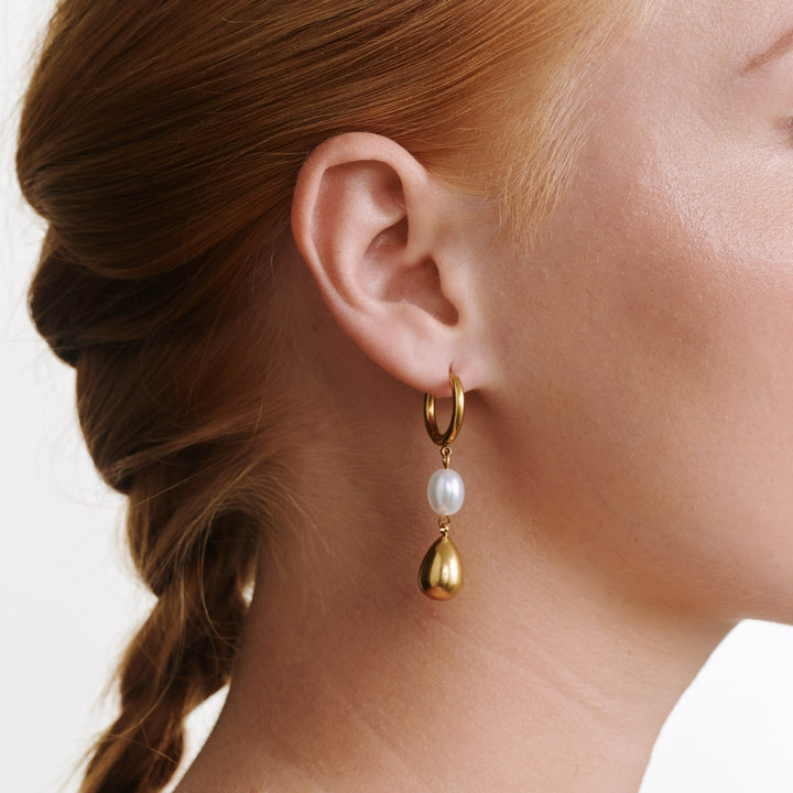 Laura - Perlen-Creolen Ohrringe Edelstahl