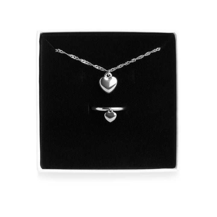 Herz Schmuckset Halskette & Ring Edelstahl