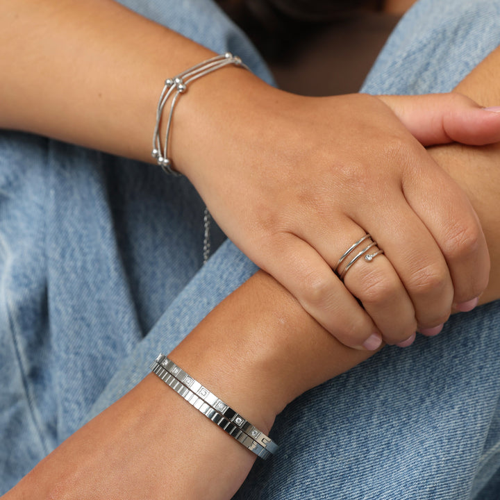 Meja - Textured Bangle Bracelet Stainless Steel