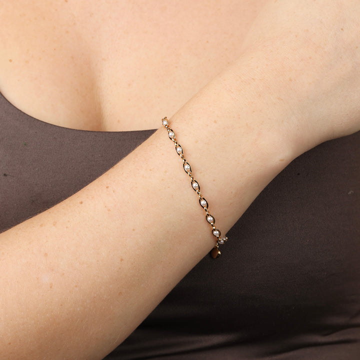Nanna - Pearl Chain Bracelet Stainless Steel