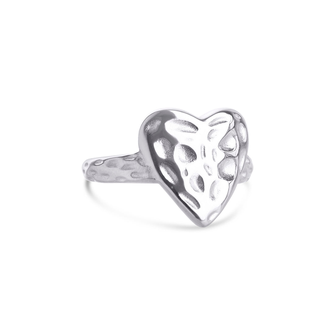 Lovi - Ring mit gehämmertem Herz aus Edelstahl