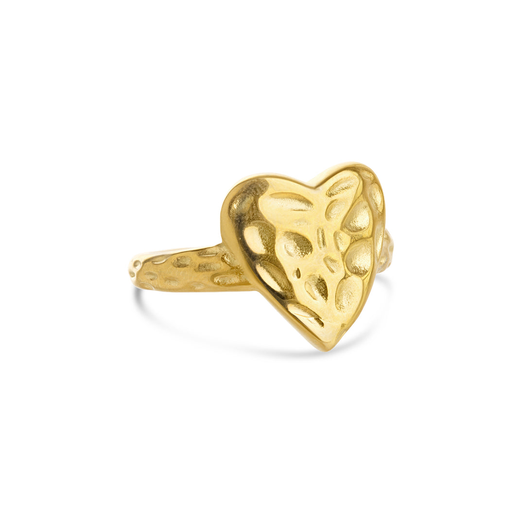 Lovi - Ring mit gehämmertem Herz aus Edelstahl