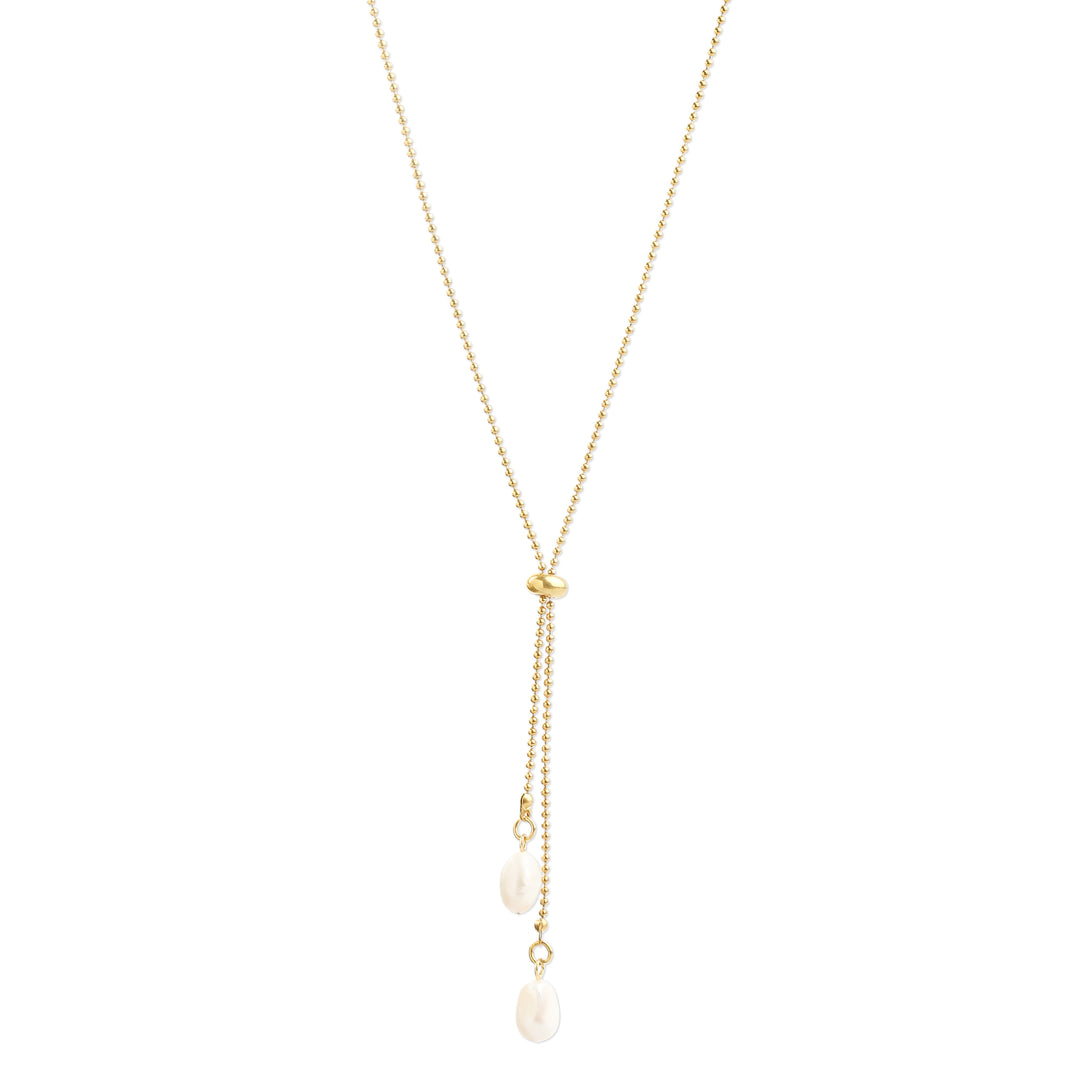 Barbro - Lariat Pearl Necklace Stainless Steel
