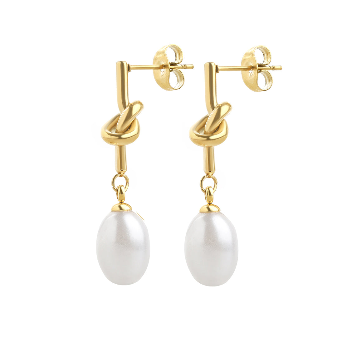 Agda - Hoop Pearl Earrings Stainless Steel