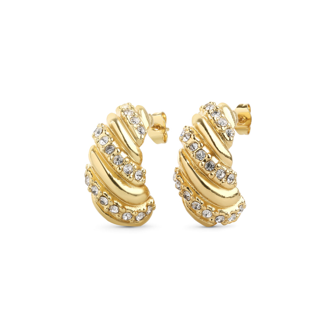 Coco - Croissant Crystal Stud Earrings Stainless S