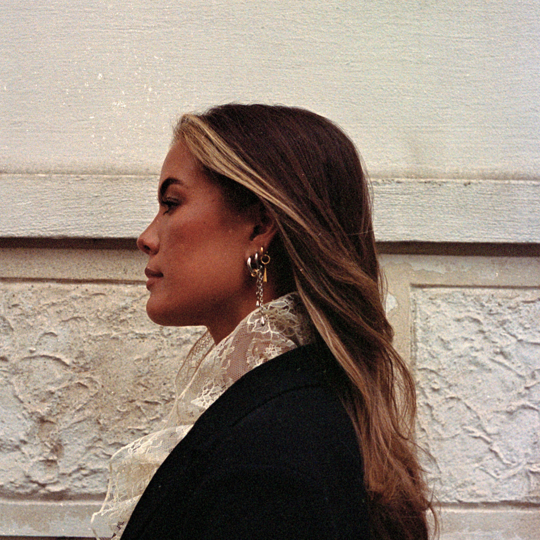 Kate - Creolen aus Edelstahl mit Kette
