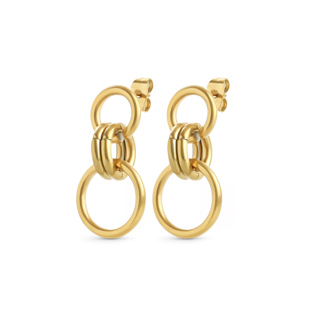 Circe – duo hoop earrings in stainless steel, gold | Timi of Sweden