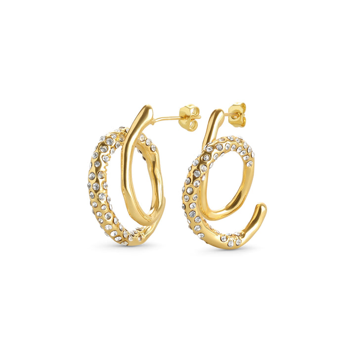 Marisol – Spiral-Ohrringe mit Kristall, Gold | Timi of Sweden