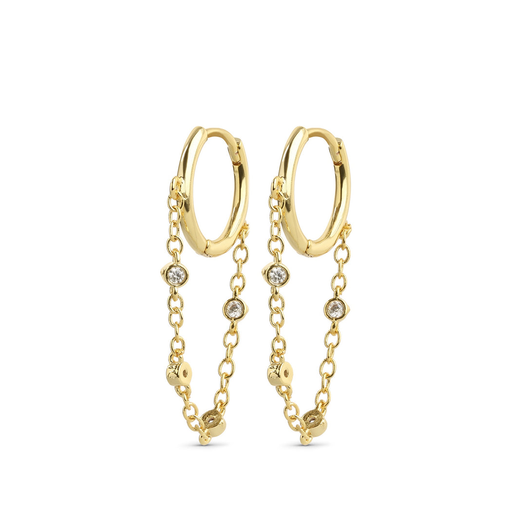 Bo – Creolen mit Kristall und Kette aus Edelstahl, Gold | Timi of Sweden